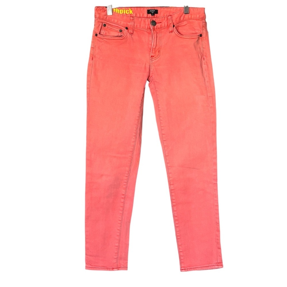J. Crew Factory Toothpick Skinny Jeans Coral Pink Size 27 Ankle - Picture 3 of 8